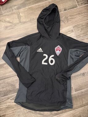 adidas Black Pullover Hoodie with Mesh Lining Colorado Rapids